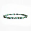 African turquoise 4mm beaded bracelet with sterling silver bead