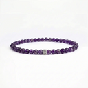 Amethyst small beaded bracelet with sterling silver bead