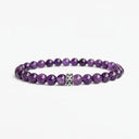 Amethyst beaded bracelet with sterling silver bead
