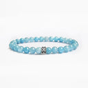 Blue aquamarine beaded bracelet with sterling silver bead