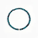 Azure Tigers Eye 4mm Brushed 925 Sterling Silver Symbol Bracelet