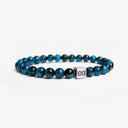 Azure Tiger Eye 6mm Brushed 925 Sterling Silver Symbol Bracelet