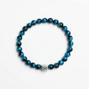 Azure Tiger Eye 6mm Brushed 925 Sterling Silver Symbol Bracelet