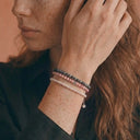 Pink Rhodonite 4mm 925 Sterling Silver Bracelet