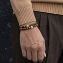 Tigers Eye 8mm Brushed 925 Sterling Silver Symbol Bracelet