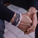 Grey Woven Leather Bracelet