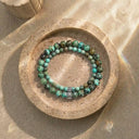 African Turquoise 6mm 925 Sterling Silver Bracelet
