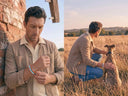 A man and his dog in the countryside