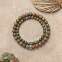 Unakite 6mm 925 Sterling Silver Bracelet