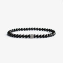 Black onyx small beaded bracelet with sterling silver bead