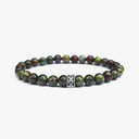 Green jasper beaded bracelet with sterling silver bead