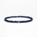 Blue tigers eye small beaded bracelet with sterling silver bead