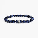 Blue tigers eye beaded bracelet with sterling silver bead