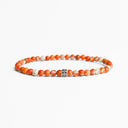 Orange jasper small beaded bracelet with sterling silver bead