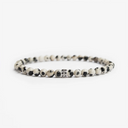 Dalmatian stone small beaded bracelet with sterling silver bead