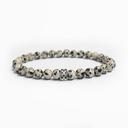 Dalmatian stone beaded bracelet with sterling silver bead