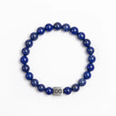 Deep Blue 8mm Brushed 925 Sterling Silver Symbol Bracelet