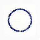 Deep Blue 4mm Brushed 925 Sterling Silver Symbol Bracelet