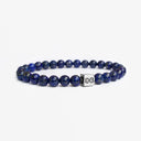 Deep Blue 6mm Brushed 925 Sterling Silver Symbol Bracelet