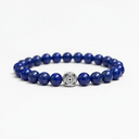 Lapis lazuli beaded bracelet with round sterling silver bead