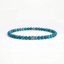 Blue Apatite 4mm beaded bracelet with sterling silver bead