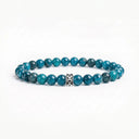 Blue Apatite 6mm beaded bracelet with sterling silver bead