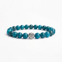 Blue Apatite 8mm beaded bracelet with sterling silver bead