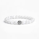 Clear quartz 8mm beaded bracelet with sterling silver bead