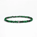 Green tigers eye small beaded bracelet with sterling silver bead