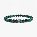 Green tigers eye beaded bracelet with sterling silver bead