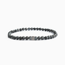 Grey larvikite small beaded bracelet with sterling silver bead
