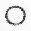 Gunmetal 8mm Brushed 925 Sterling Silver Symbol Bracelet