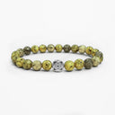 Yellow imperial jasper beaded bracelet with round sterling silver bead