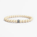 Beige fossil stone beaded bracelet with sterling silver bead