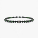 Green jasper small beaded bracelet with sterling silver bead