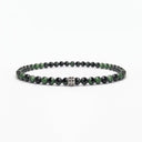 Green kambaba jasper 4mm beaded bracelet with a sterling silver bead