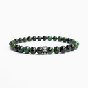 Green jasper beaded bracelet with sterling silver bead