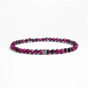 Pink tigers eye small beaded bracelet with sterling silver bead