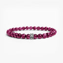 Pink tigers eye beaded bracelet with sterling silver bead