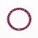 Magenta Tiger Eye 6mm 925 Sterling Silver Bracelet