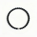 Matte Onyx 4mm Brushed 925 Sterling Silver Symbol Bracelet