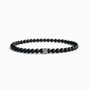 Matte black onyx small beaded bracelet with sterling silver bead