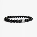 Matte Onyx 6mm Brushed 925 Sterling Silver Symbol Bracelet
