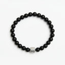 Matte Onyx 6mm Brushed 925 Sterling Silver Symbol Bracelet