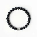 Matte Onyx 8mm Brushed 925 Sterling Silver Symbol Bracelet