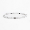 Black and white quartz small beaded bracelet with sterling silver bead