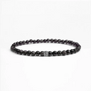 Black tigers eye small beaded bracelet with sterling silver bead