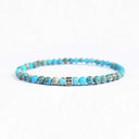 Light blue jasper small beaded bracelet with sterling silver bead