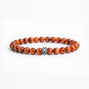 Orange tigers eye 6mm beaded bracelet with sterling silver bead