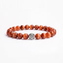 Orange tigers eye 8mm beaded bracelet with sterling silver bead